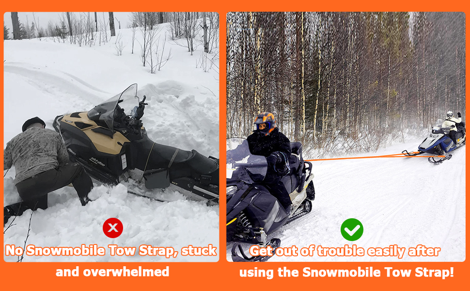 Snowmobile Tow Straps Skidoo Accessories Strength Heavy Duty ATV Towing