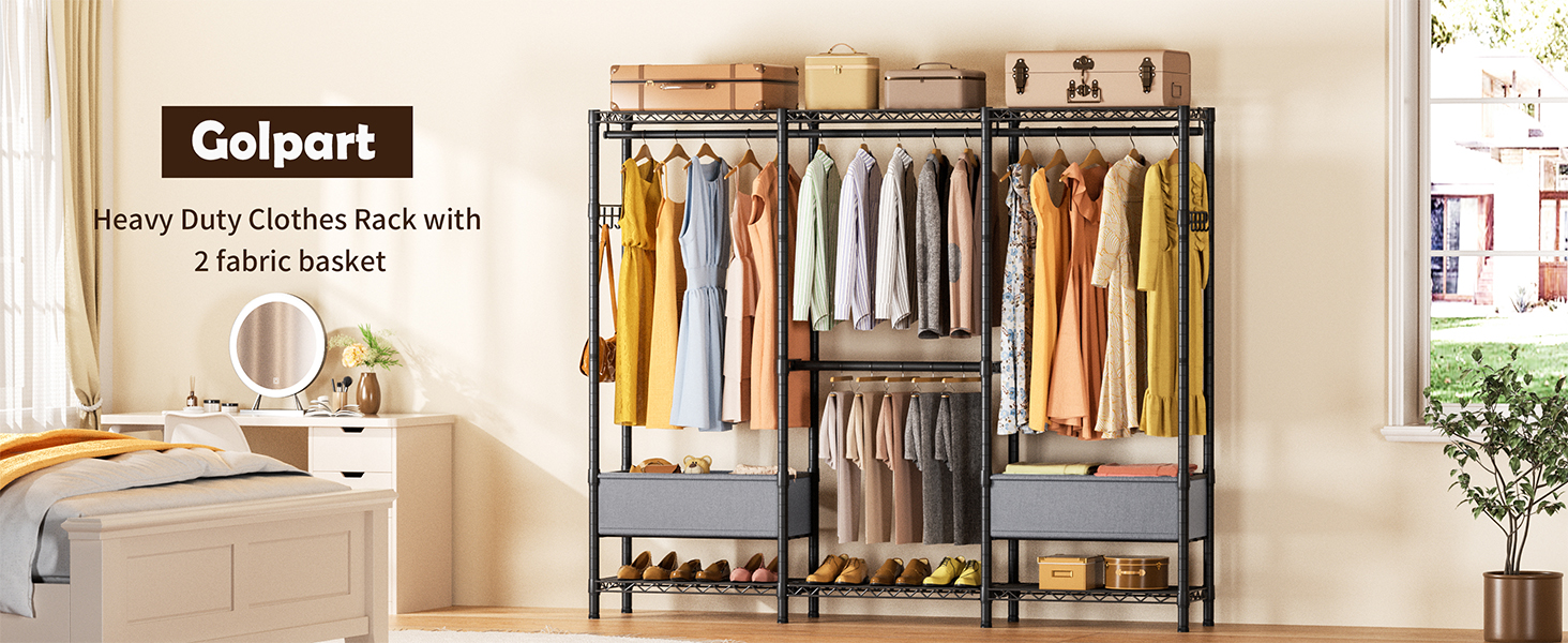 Clothes Rack with Fabric Basket