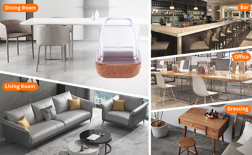 24 Pcs Clear Silicone Chair Leg Floor Protectors Square, Small Silicone Chair Leg Caps with Felt