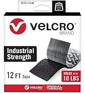 VELCRO Brand Heavy Duty Tape | 12 Foot Roll | Strong Sticky Back Adhesive Holds up to 10 lbs | In...