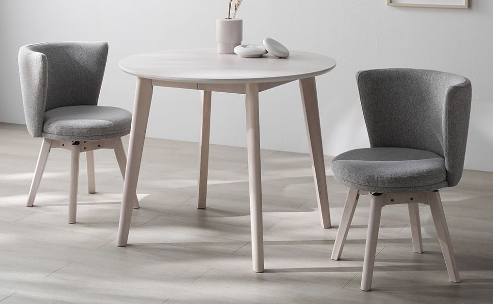 【新品未使用】天然木 円形ダイニングテーブル『Litral リトラル』 ホワイト 天然木 円形ダイニング 3点セット『Litral リトラル』 円形