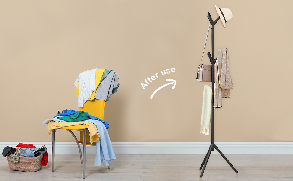 Easy-To-Assemble Floor-Standing Hat And Coat Rack Made Of Wrought Iron For Office Bedroom Creative Coat Hanger 15 33