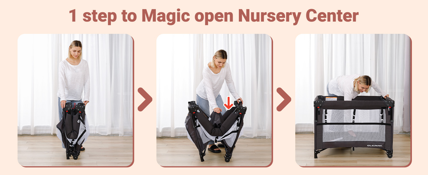 ELEMARA 5 in 1 Pack n Play,1step Opening Foldable Baby