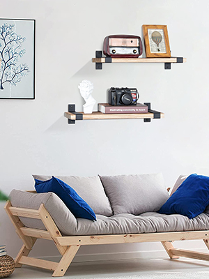 LAVIEVERT Floating Shelves Wall Mounted, Solid Wood Wall Storage Shelves