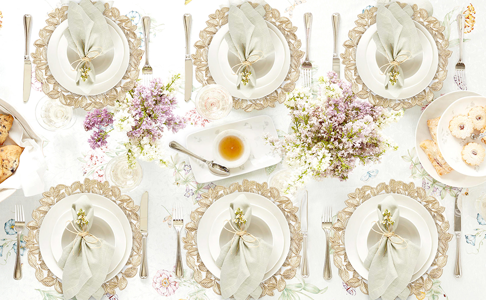 Maffily Leaf Gold Placemats Bulk Pressed Vinyl Place mats