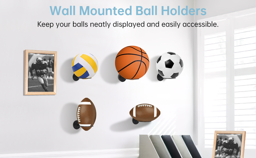 TIMCORR Metal Wall Mounted Ball Holders, 5 Pcs Universal