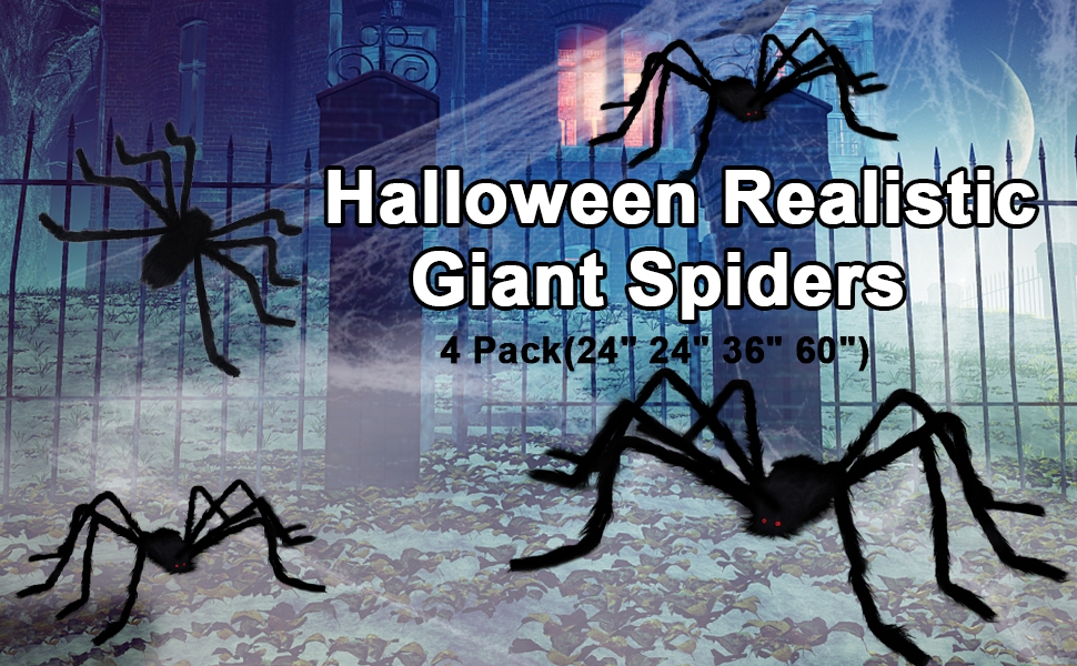 4Pcs Realistic Giant Spiders