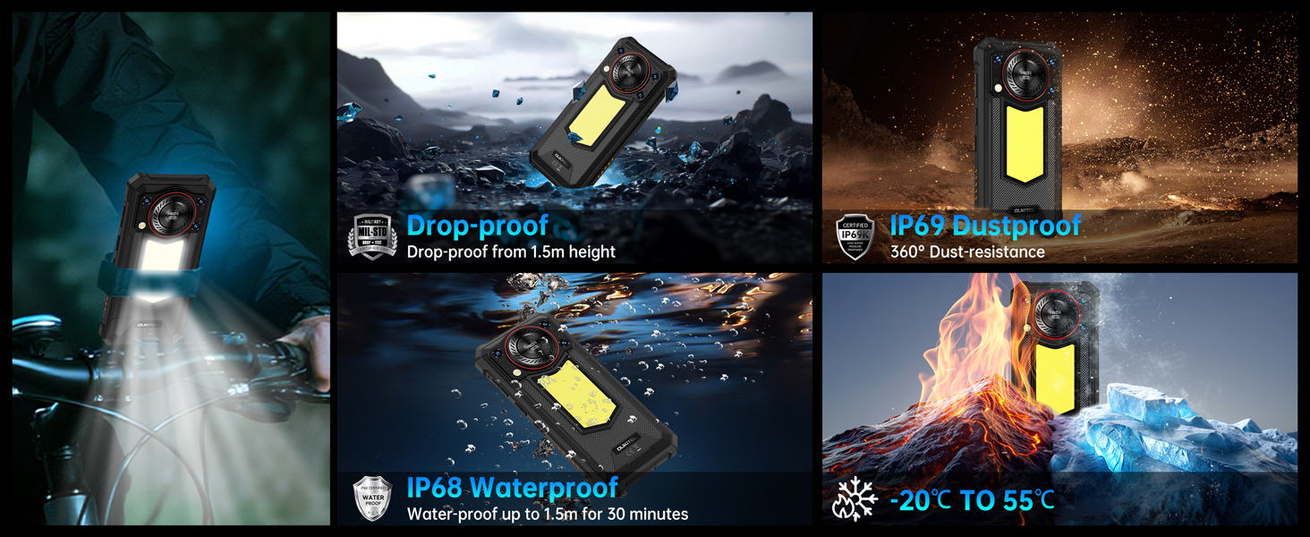 OUKITEL WP53 pro rugged smartphone unlocked Android 15 with camping light