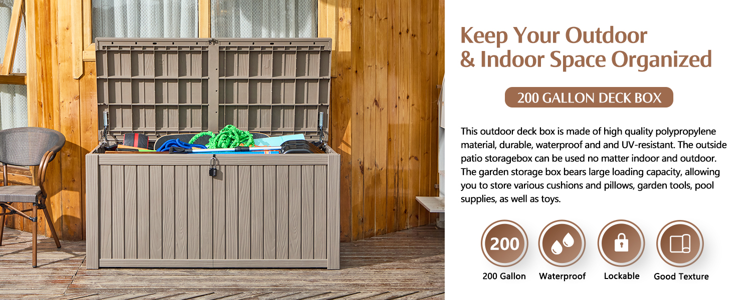 HABUTWAY Large Outdoor Storage Deck Box Waterproof Storage