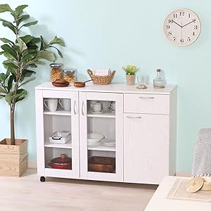 Amazon.co.jp: 不二貿易 食器棚 キッチン収納 幅115.2×奥行39.8