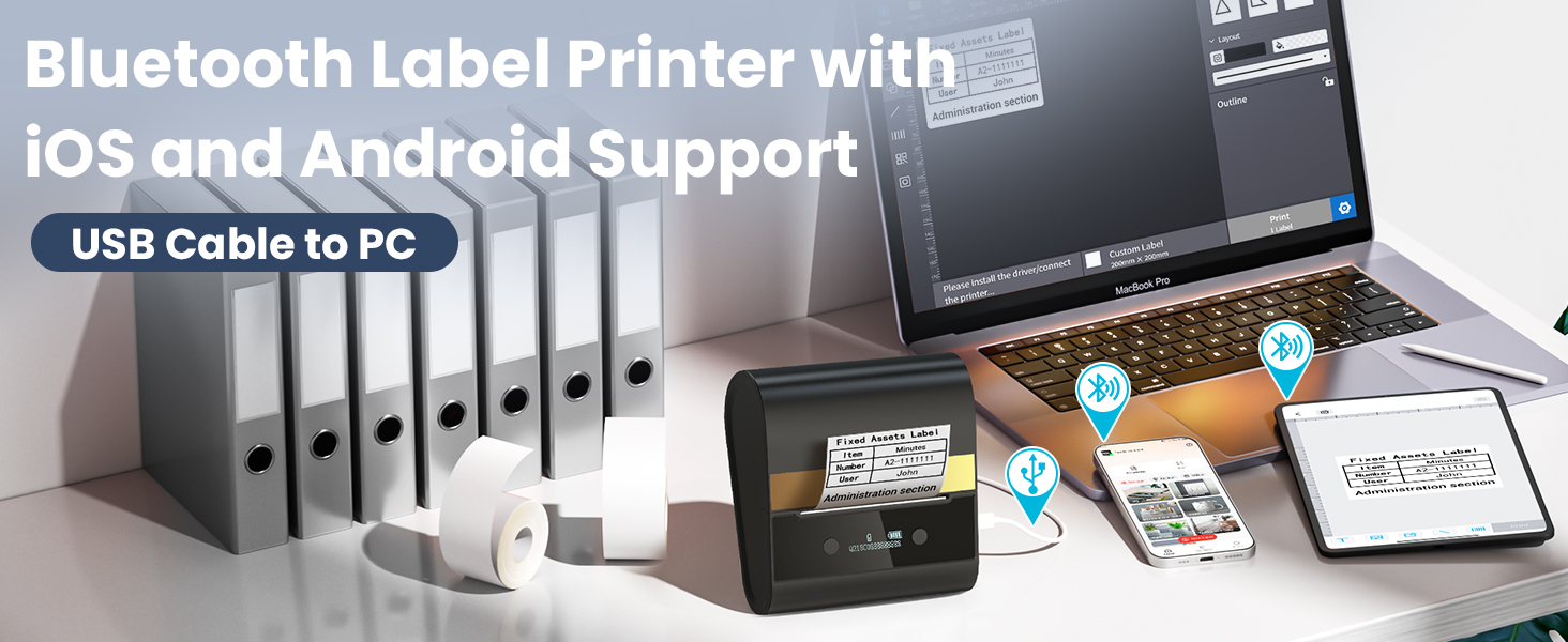 Memoking M260 Label Maker Portable Barcode Label Printer