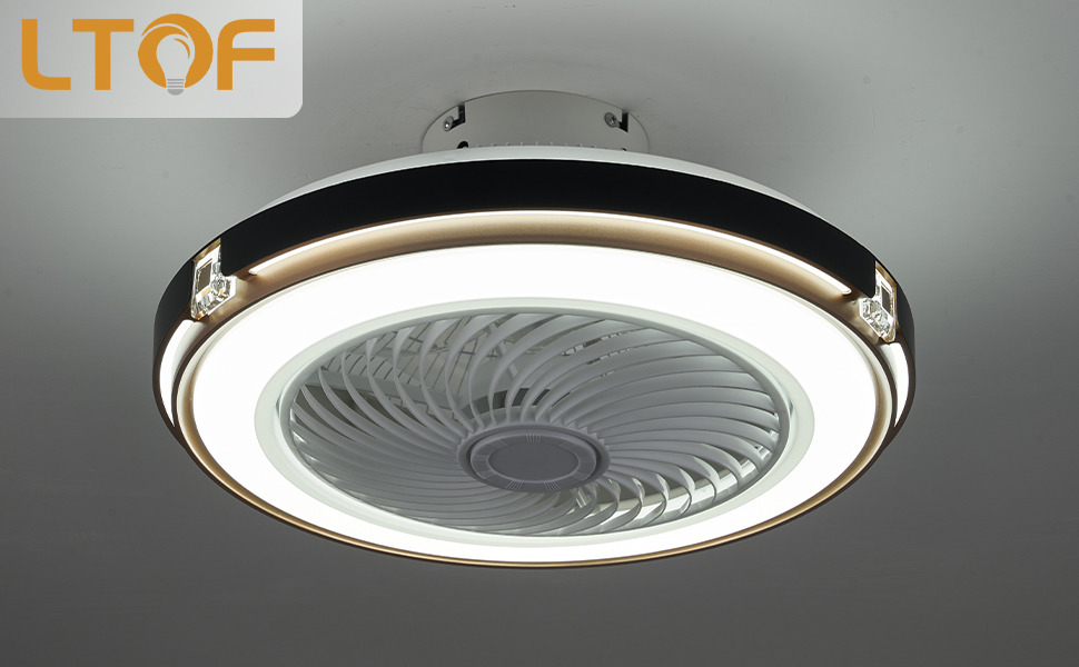LTOF 19.5inch LED Ceiling Fan with Lights, Ceiling Fan with Remote