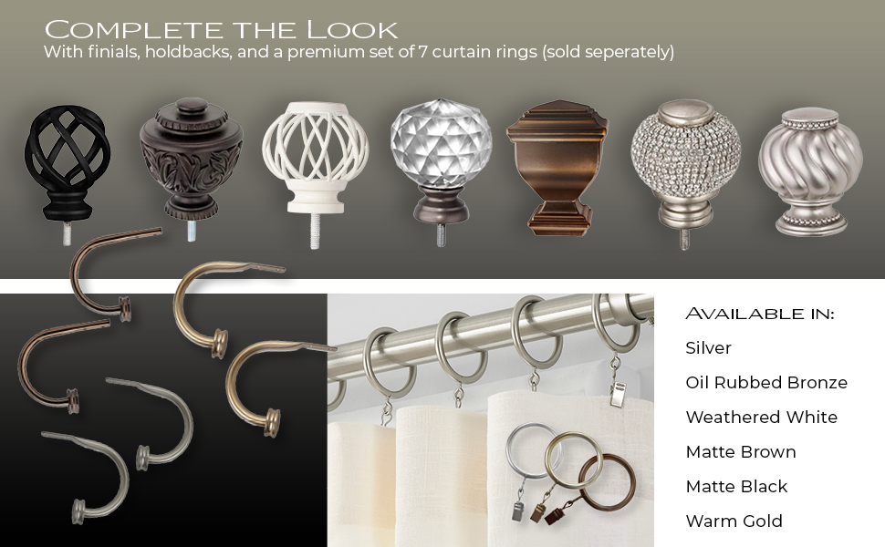 Cambria® Premier Complete Curtain Holdbacks, Sturdy Premium Drapery and Curtain