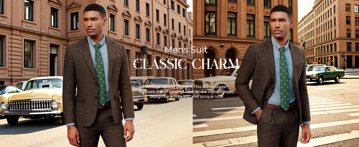 Mens Vintage Peak Lapel Blazer Pants