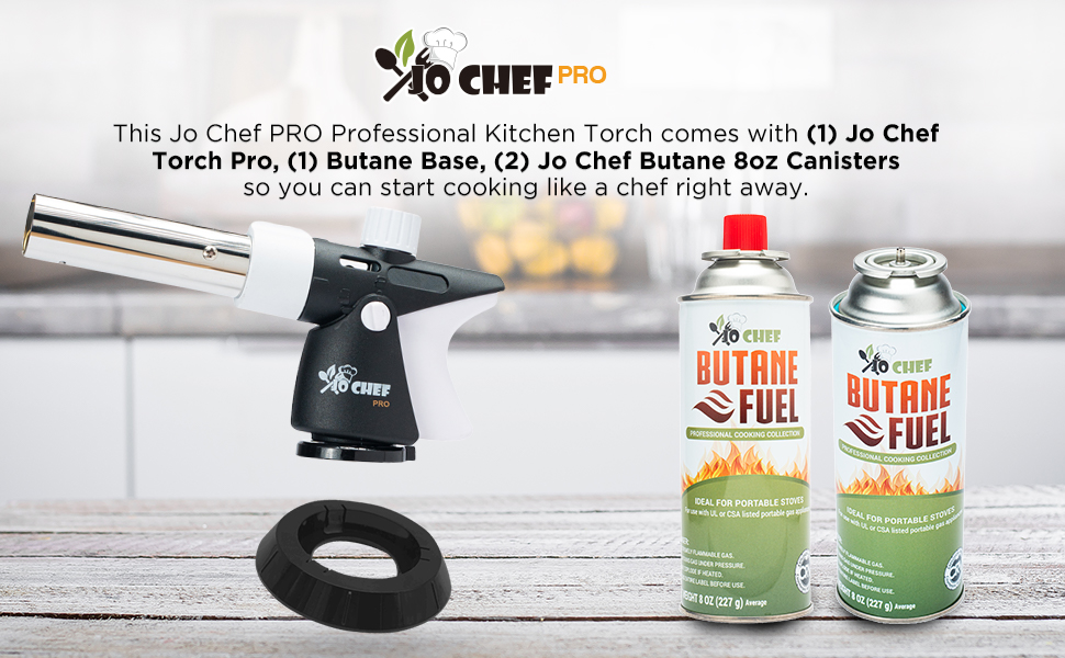 Jo Chef Pro Butane Torch Refillable Kitchen Torch Lighter