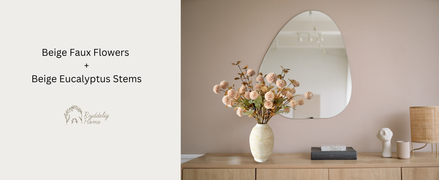 neutral home decor, nude flowers, cream mantle home decor