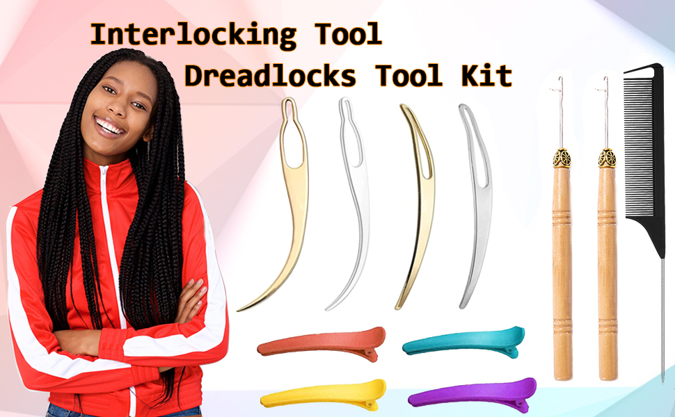 11Pcs Interlocking Tool Dreadlocks Tool Kit4PcsDreadlock