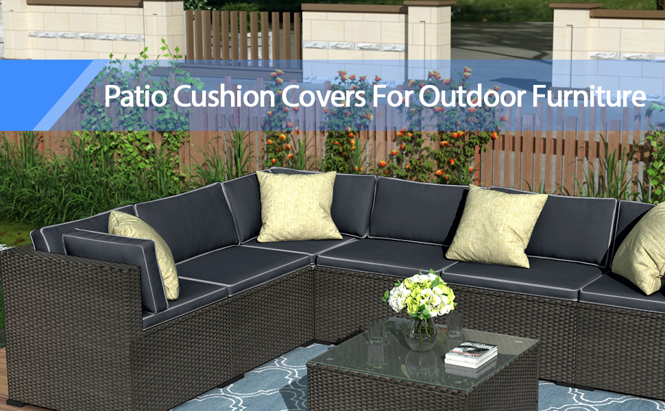 FKSLIFE Patio Cushion Covers Replacement,Outdoor Patio