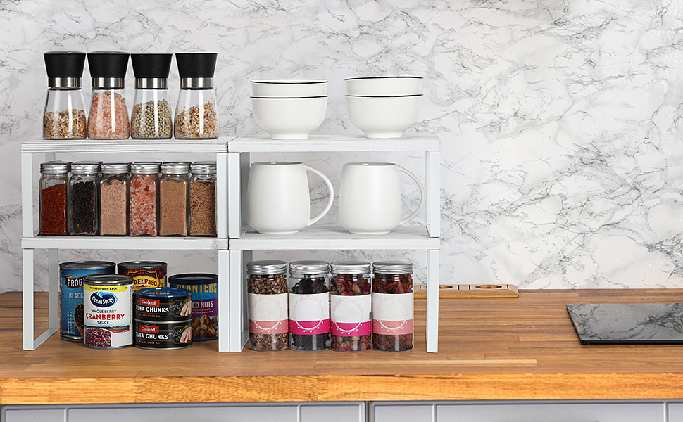 Kitchen Counter Shelf, Stackable Shelf Organizers
