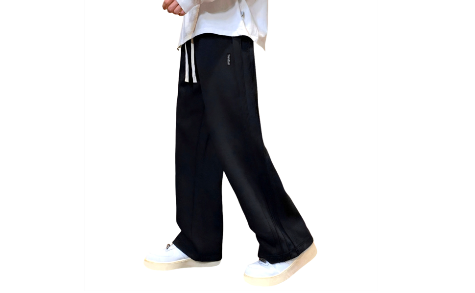 Trendbull Men's Loose Fit Wide-Leg Joggers | Pintuck Track