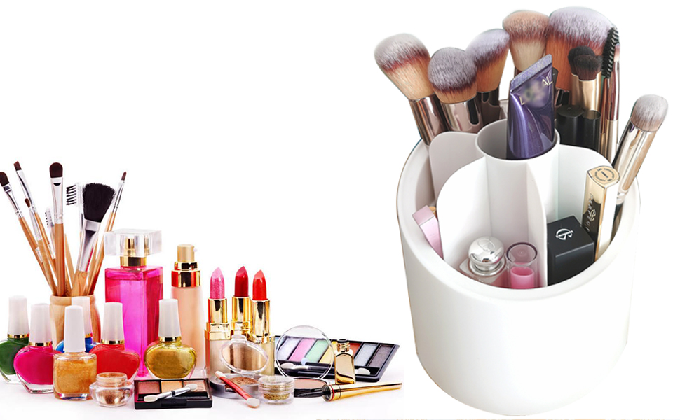 Makeup Brush Holder, 360° Rotating Makeup Organizer, Spinning Cosmetics