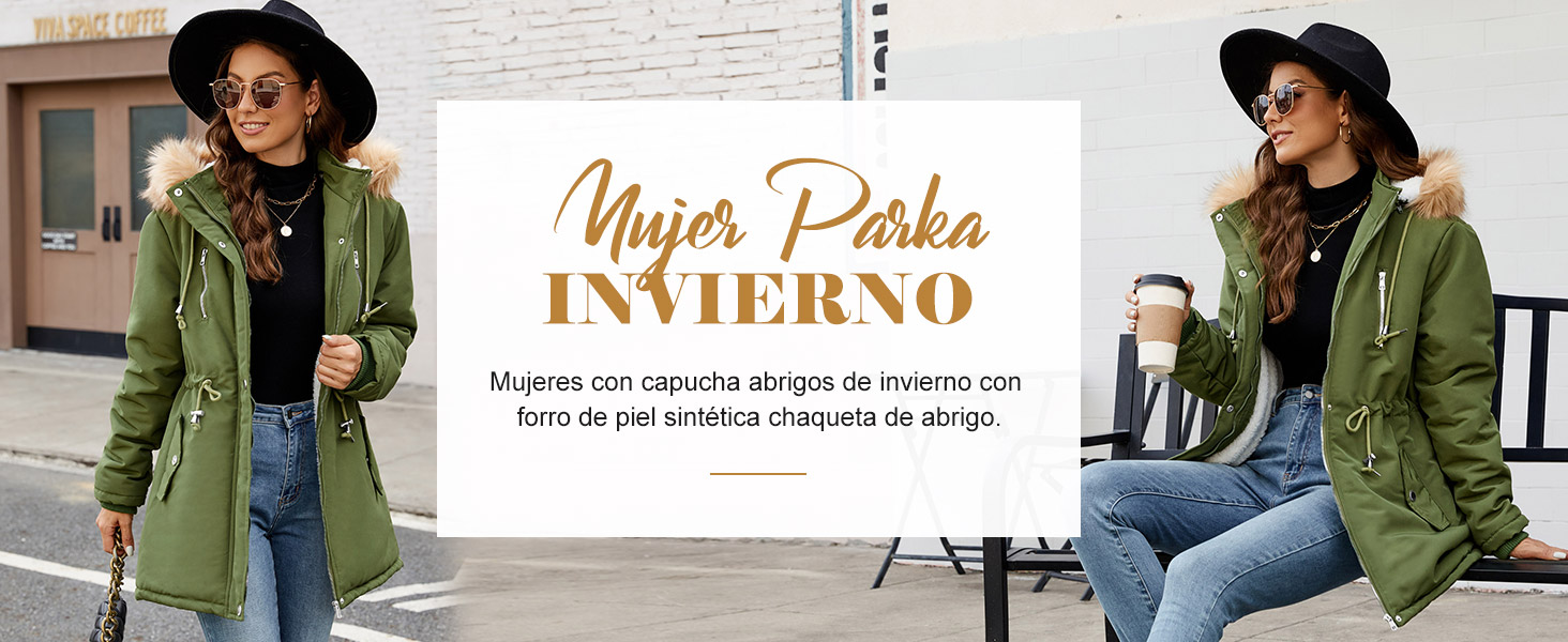 Abrigos de Mujer Parka Invierno Cremallera Chaqueta con Capucha Cálido Forro Polar Sudadera