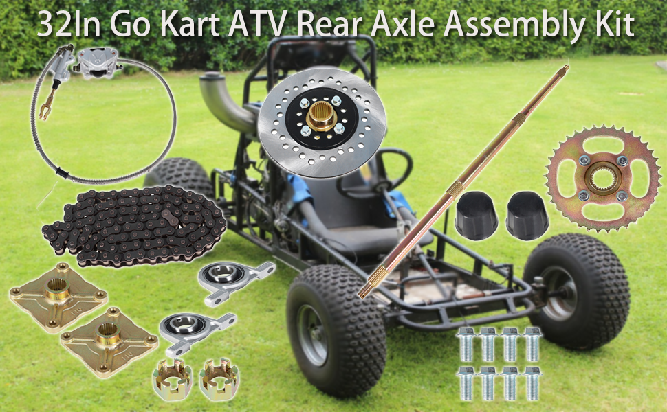 SEBLAFF 32In Go Kart ATV Rear Axle Assembly Kit Shaft Hub