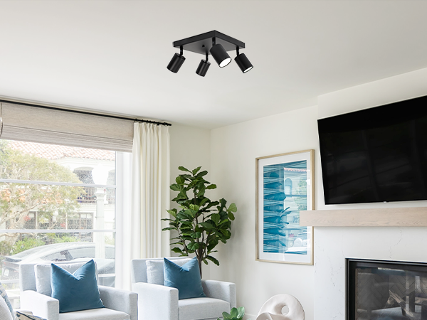 ANGLE10 （WH-AG10-BK） Ketom Ceiling Spot Lights Indoor: 4 Lights Led Semi Flush