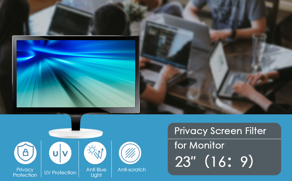 Bewinner 23 Inch Computer Privacy Screen Filter, 23 Inch Screen
