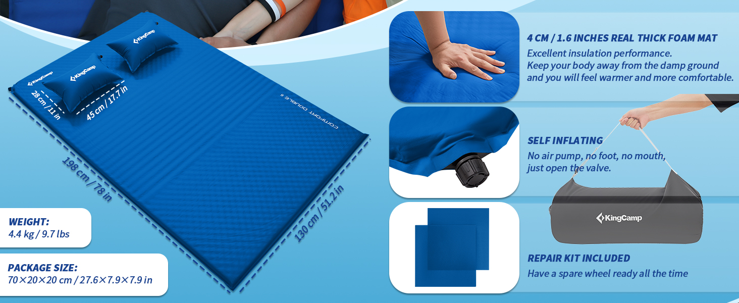 KingCamp Self Inflating Camping Mat Double Selfinflating Pads