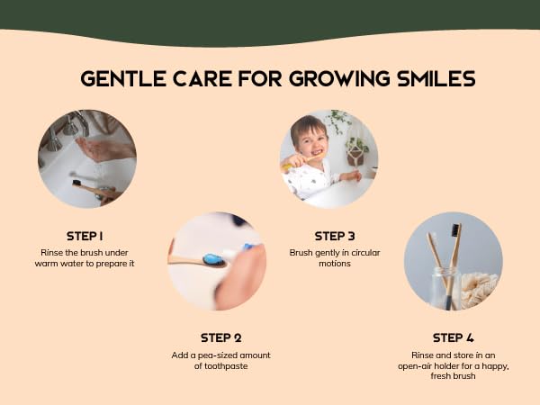Greenzla Kids Bamboo Toothbrushes Organic Sustainable Dental Care Ergonomic Soft Charcoal Bristles
