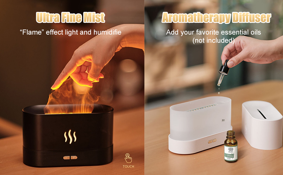 3D Flame Effect Humidifier, Small Ultra Fine Mist Desktop