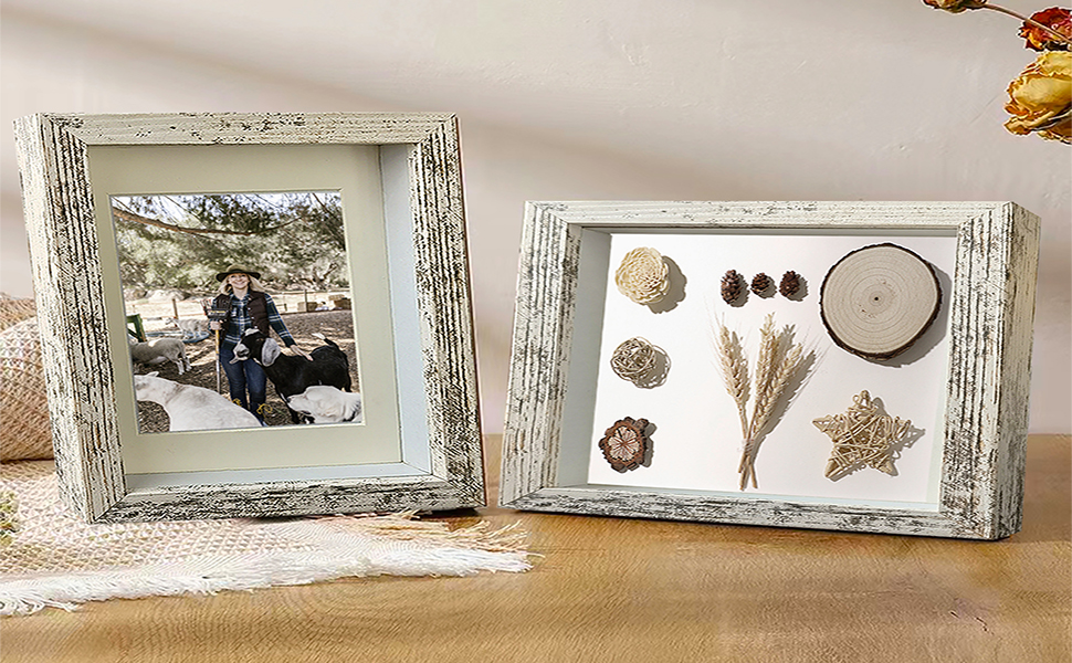 Houstimi Farmhouse 5x7 Shadow Box Frame White Picture Frames 4 Pack