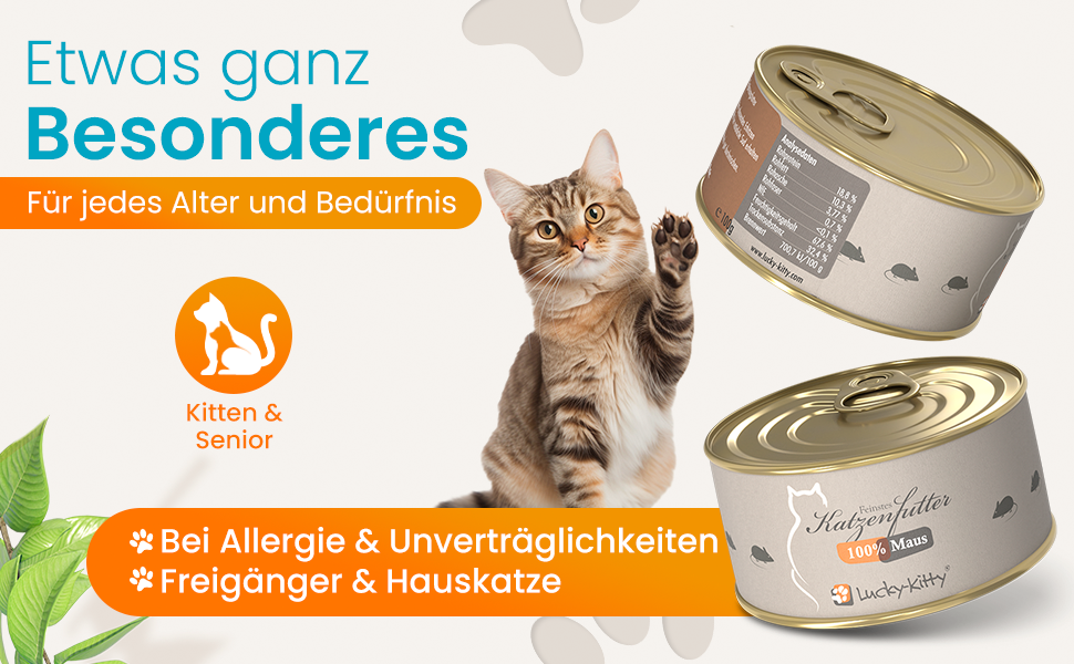 Lucky Kitty Katzenfutter Nass 100 Maus I Beutenahes Katzenfutter ohne Getreide & Zucker I