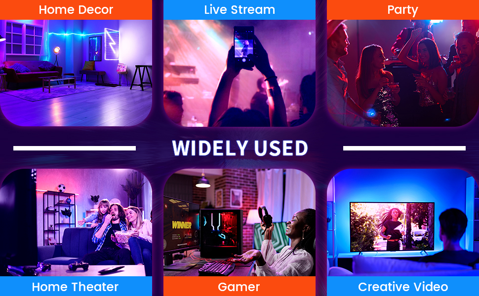 Smart LED Light Bar, RGB Light Bar Lamp Ambiance Gaming Lights with Multiple Lighting Effects