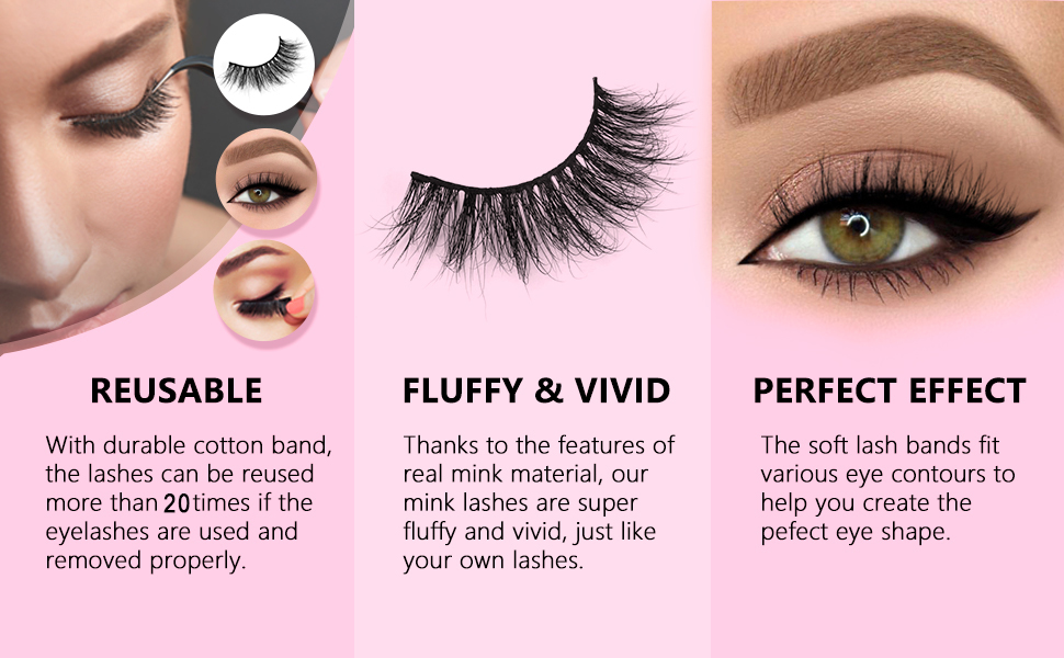 faux mink lashes cat eye lashes durtable reused fluffy vivid lashes