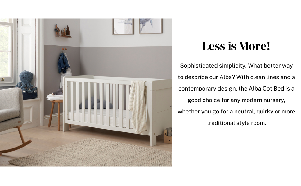 Tutti Bambini Alba Cot Bed 140x70cm 3in1 Wooden Crib Converts to