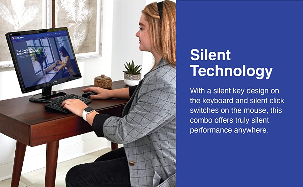 Verbatim Wireless Keyboard and Mouse Combo Compact Silent 2.4GHz Lag