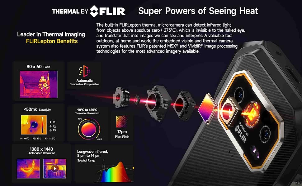 Ulefone Armor 27T Pro 5G Rugged Phone Unlocked Thermal Imaging Camera+64MP Night Vision 10600mAh