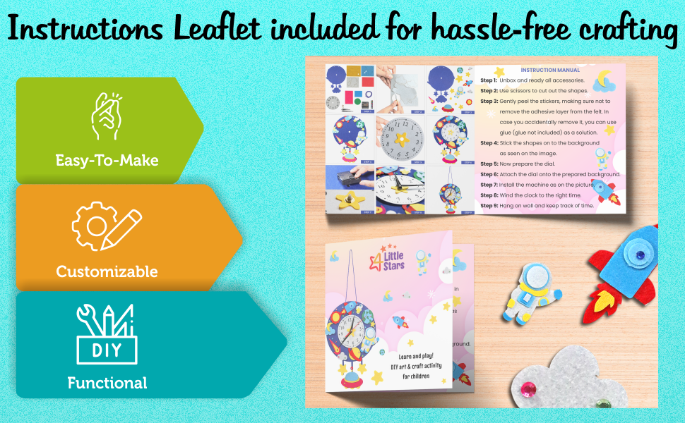 DIY Clock Kit Felt Kit for Kids Clock Decorative Wall