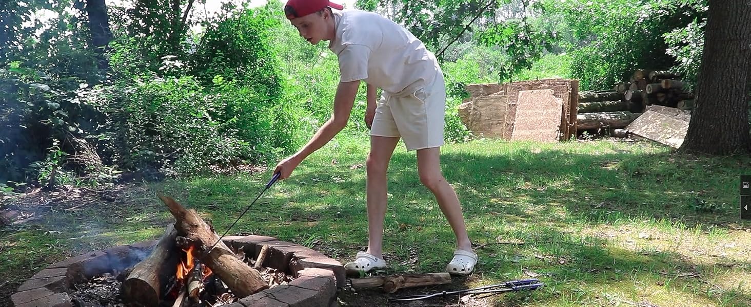 Fire Pit Tools Set with 28" Fire Poker and Log Tongs