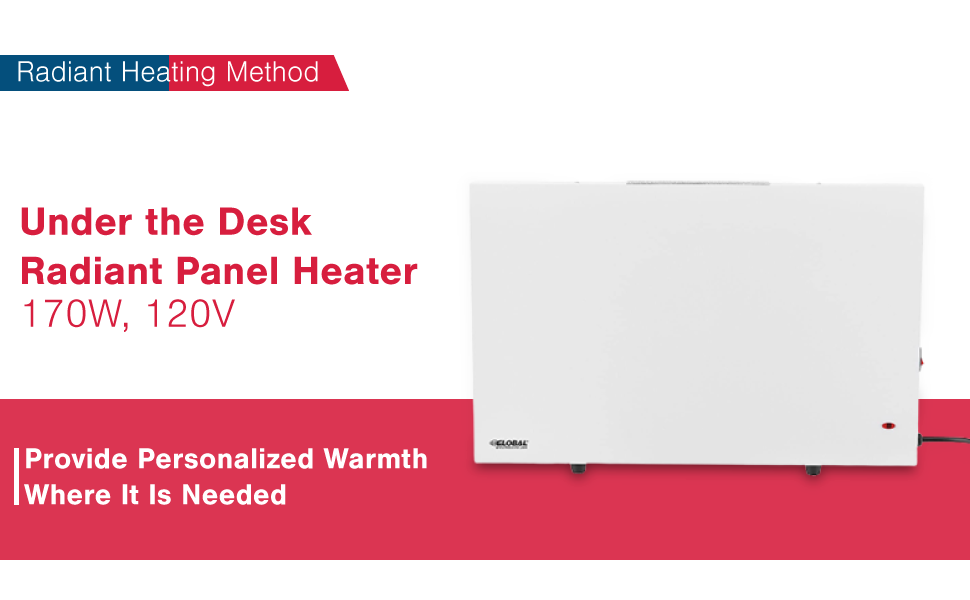 Global Industrial Under the Desk Radiant Panel Heater, 170W, 120V