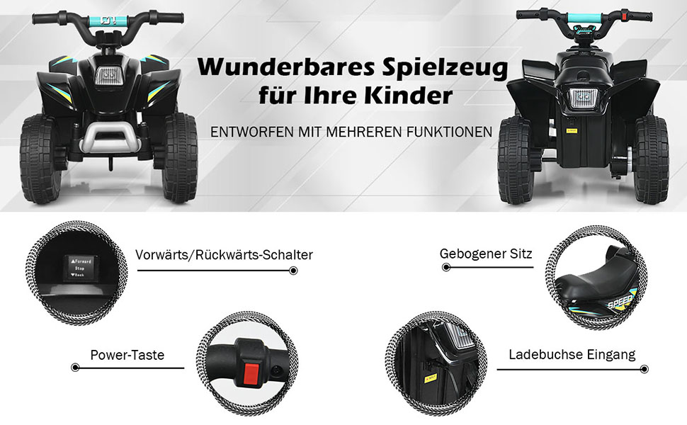 6v Kinderwagen Elektro Kinderquad Elektroquad Kinderauto aufsitz Elektroauto mit Rückwärtsgang