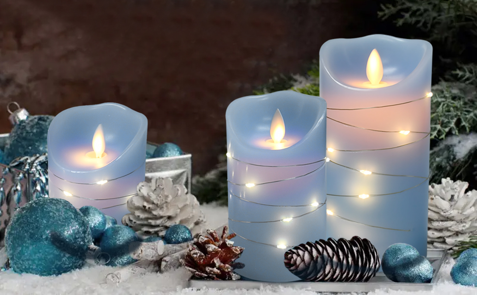 LED Tea Lights with Embedded Fairy Lights, Large LED Candles, Flameless