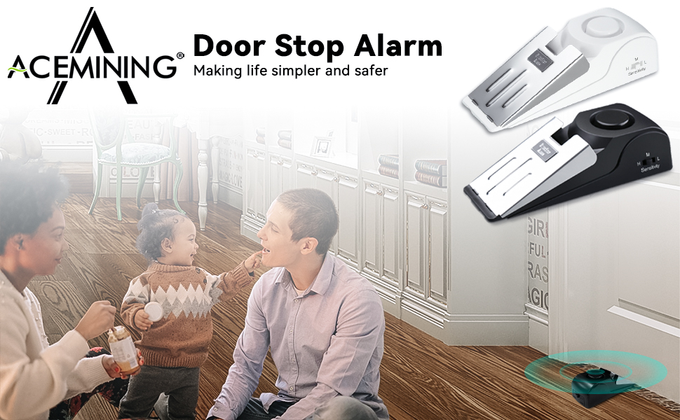 AceMining Door Stop Alarm, DoorStop Alarm with 120dB Siren, Door Stop