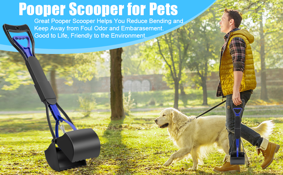SmKitGod 24'' Pet Pooper Scooper for Dogs and Cats with Long Handle