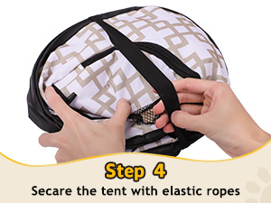 secare the tent with elastic ropes