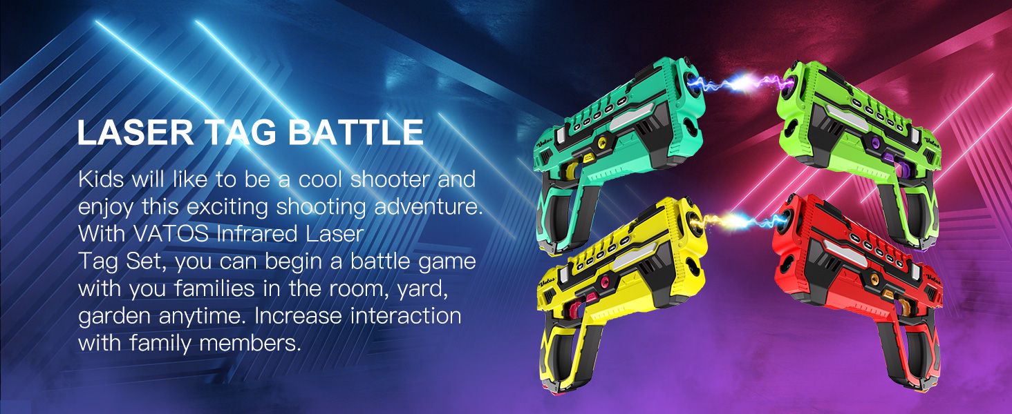VATOS Wiederaufladbares Laser Tag Set 4 Pack Lasertag mit Empfängern für Kinder Erwachsene, 2