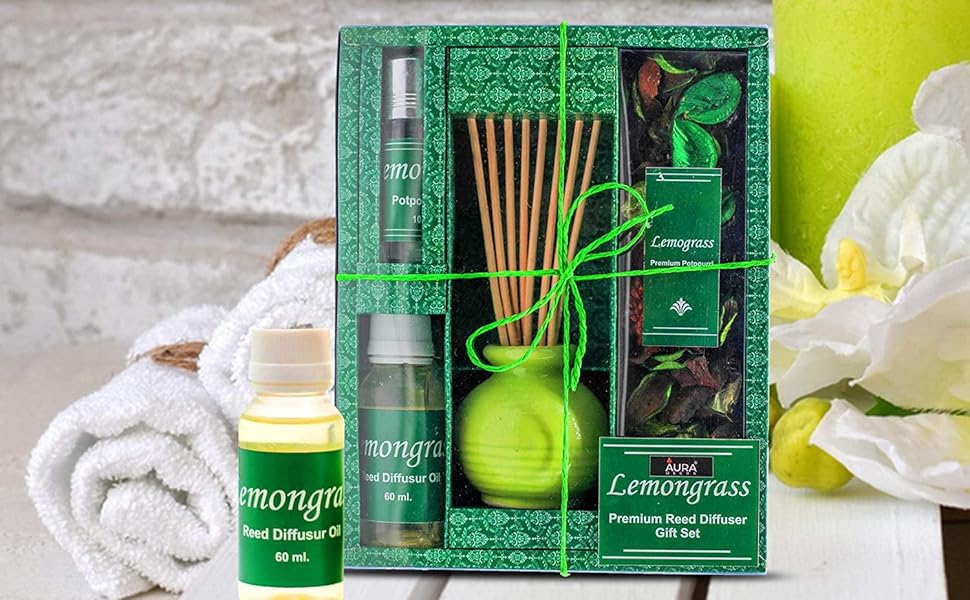 AuraDecor Reed Diffuser Gift Set with 60 ml Reed Oil with Jasmine