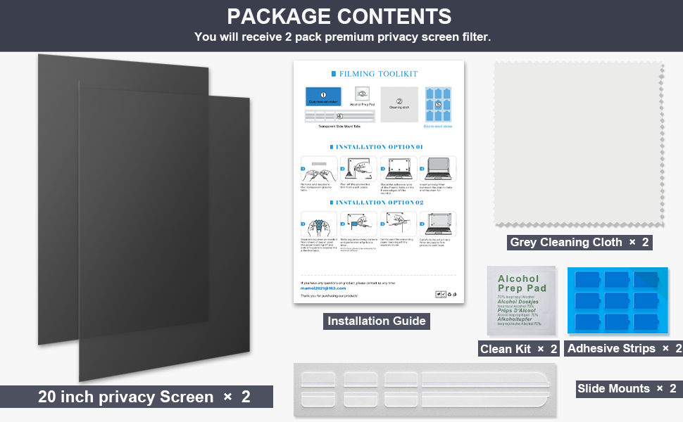 [2Pack] 20 Inch Computer Privacy Screen Filter for 169
